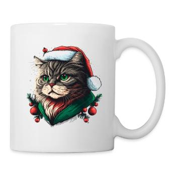 Entzückende Katze mit Weihnachtshut - Tasse - Weiß - Rechts