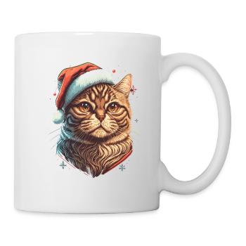 Lovely cat wearing Santa Claus hat - Mug - white - Right