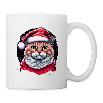 Schöne digitale Weihnachtskatzenillustration, eine - Tasse - Weiß - Rechts
