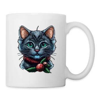 Wunderschöne Weihnachtskatzenillustration, eine ausgezeichnete - Tasse - Weiß - Rechts