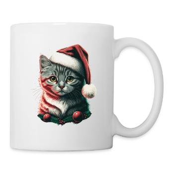 Stunning kitten wearing Santa Claus hat - Mug - white - Right