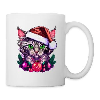 Stunning kitten wearing Santa hat - Mug - white - Right