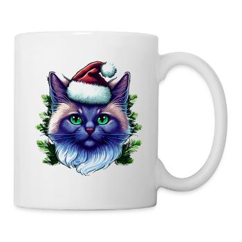 Entzückende Katze mit Weihnachtshut - Tasse - Weiß - Rechts