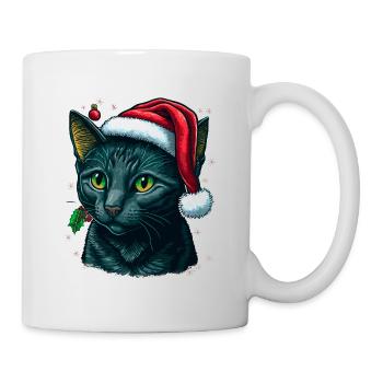 Lovely cat wearing Santa hat - Mug - white - Right