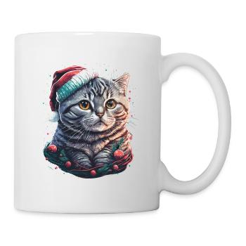 Gorgeous kitten wearing Santa Claus hat - Mug - white - Right