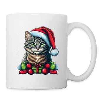 Lovely Advent cat illustration, the best Santa - Mug - white - Right