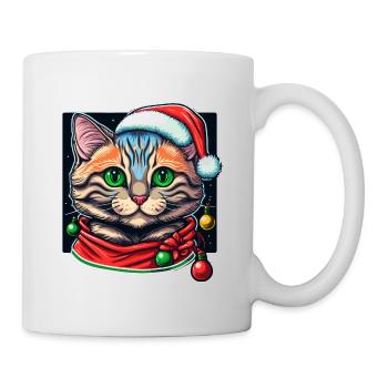 Lovely Xmas cat drawing, the perfect Santa gift - Mug - white - Right