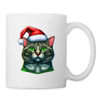 Wunderschönes digitales Winterkatzen-Kunstwerk, das perfekte - Tasse - Weiß - Rechts