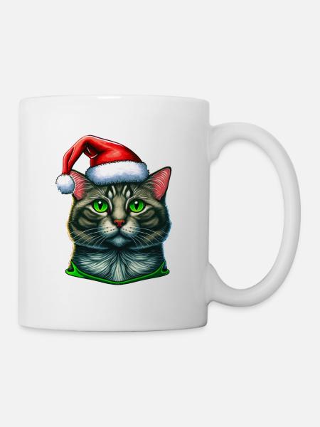 Beautiful Winter cat digital artwork, the perfect - Mug - white