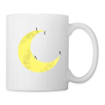 Mond mit Strichmännchen - Tasse - Weiß - Rechts