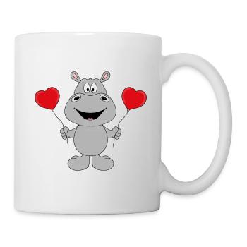 NILPFERD - LIEBE - LUFTBALLONS - TIER - TIERISCH - Tasse - Weiß - Rechts