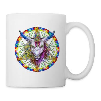Unicorn rock and metal on pentagram - Mug - white - Right