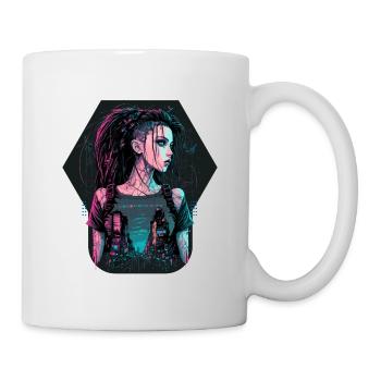 Amazing painting of a Beautiful cyber Lady - Mug - white - Right