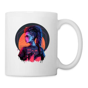 Atemberaubende Zeichnung einer Cyber Lady - Tasse - Weiß - Rechts