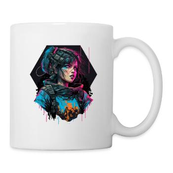 Superbe illustration numérique d’une fille époustouflante - Mug blanc - blanc - Droite