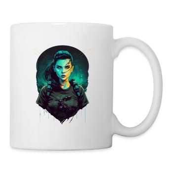 Trendige digitale Illustration einer wunderschönen - Tasse - Weiß - Rechts