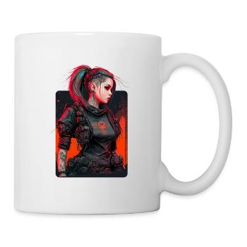 Trendiges Gemälde einer Punk-Frau - Tasse - Weiß - Rechts