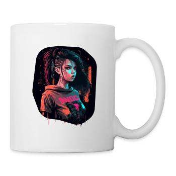 Cooles Design eines schönen Cyber Girls - Tasse - Weiß - Rechts