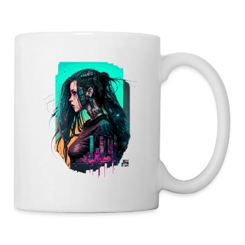 Trendige digitale Illustration einer furchtlosen Frau - Tasse - Weiß - Rechts