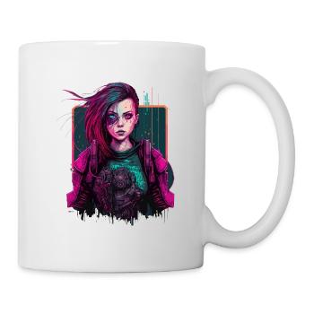 Trendige Zeichnung eines futuristischen Mädchens - Tasse - Weiß - Rechts