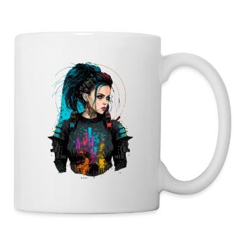 Atemberaubendes Gemälde einer wunderschönen Punk-Frau - Tasse - Weiß - Rechts