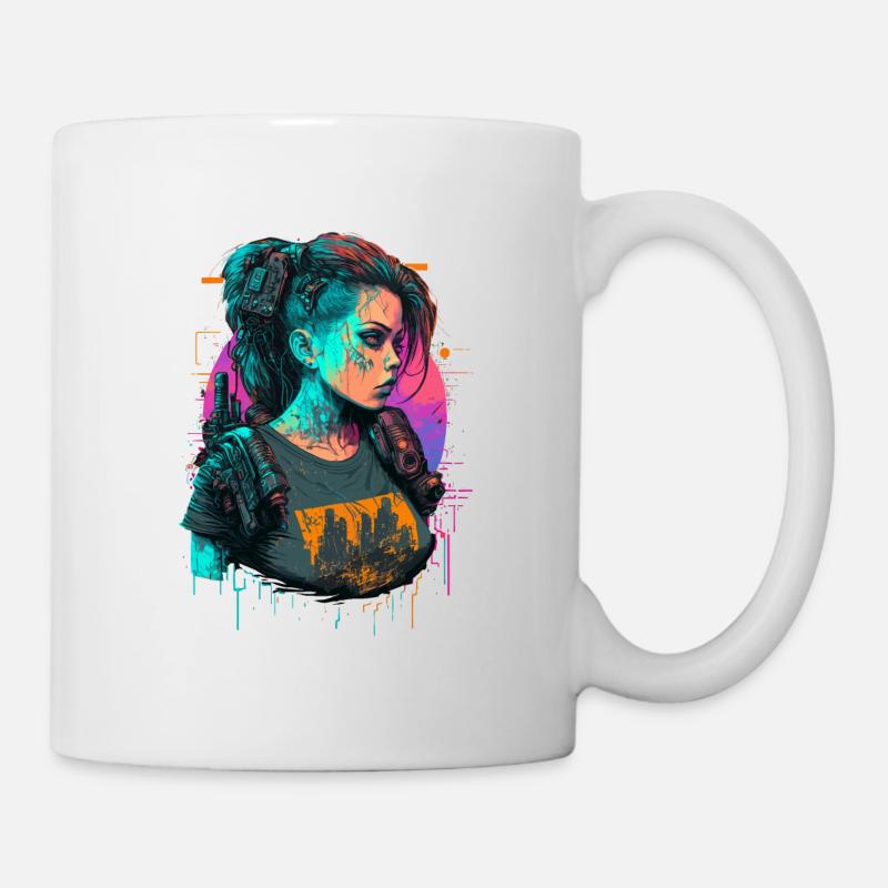 Fearsome Punk Girl le cadeau idéal pour les nerds de la technologie - Mug blanc - blanc