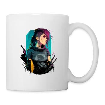 Dessin étonnant d’une cyber-femme - Mug blanc - blanc - Droite