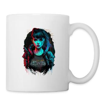 Cooles digitales Gemälde eines Cyber-Girls - Tasse - Weiß - Rechts