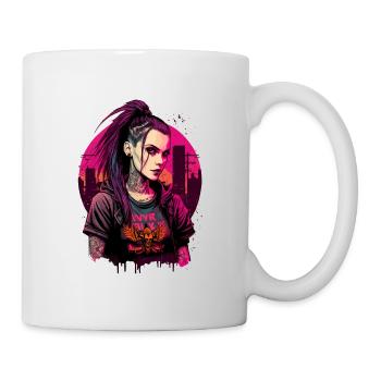 Erstaunliche digitale Illustration einer Punk-Dame - Tasse - Weiß - Rechts