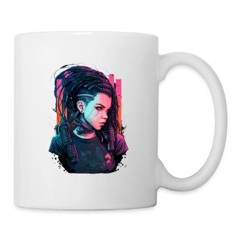 Ein erstaunlich aussehendes futuristisches Mädchen das ausgezeichnete - Tasse - Weiß - Rechts