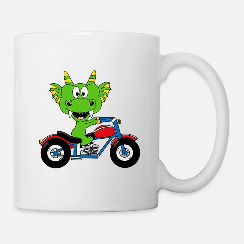 DRACHE - MOTORRAD - BIKER - MOTORSPORT - Tasse - Weiß