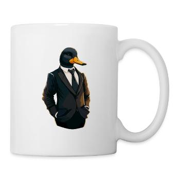 Cute drawing of a duck in a suit - Mug - white - Right
