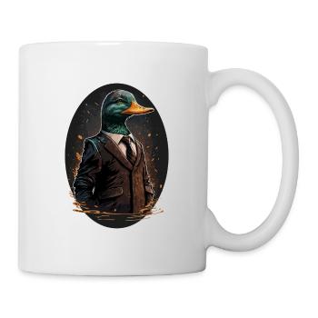 Trendy digital painting of a duck in a suit - Mug - white - Right