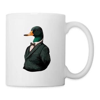 Cute illustration of a duck in a suit - Mug - white - Right