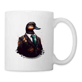 Illustration numérique cool d’un canard en costume - Mug blanc - blanc - Droite