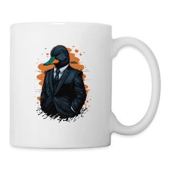 Œuvre d’art cool d’un canard en costume - Mug blanc - blanc - Droite