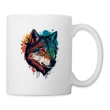 Ein Wolfskopf Digitale Illustration als der Große - Tasse - Weiß - Rechts