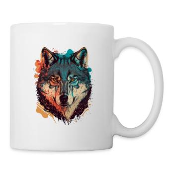 Trendige Zeichnung eines Wolfes - Tasse - Weiß - Rechts