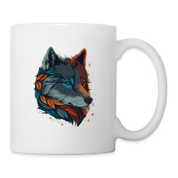 Peinture numérique cool d’un loup - Mug blanc - blanc - Droite