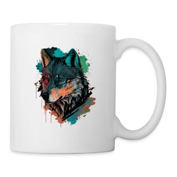Cool Digital Painting of a Wolf - Mug - white - Right