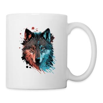 Ein Wolfskopf Digitale Illustration als der Große - Tasse - Weiß - Rechts