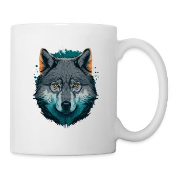 Peinture numérique à couper le souffle d’un loup - Mug blanc - blanc - Droite