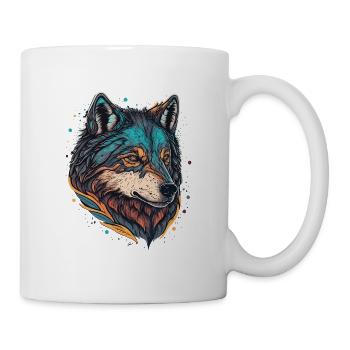 Eine Wolf Digital Illustration für jeden Wald - Tasse - Weiß - Rechts