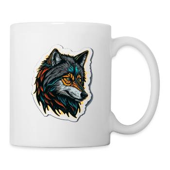 Peinture numérique d’une tête de loup - Mug blanc - blanc - Droite