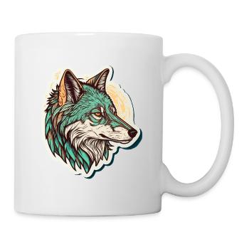 Une peinture numérique de loup comme l’anniversaire parfait - Mug blanc - blanc - Droite