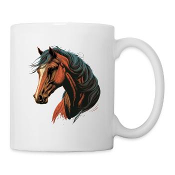 Tête de cheval de course - Mug blanc - blanc - Droite