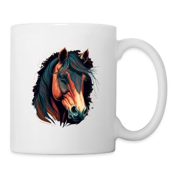Trendige digitale Pferdemalerei - Tasse - Weiß - Rechts