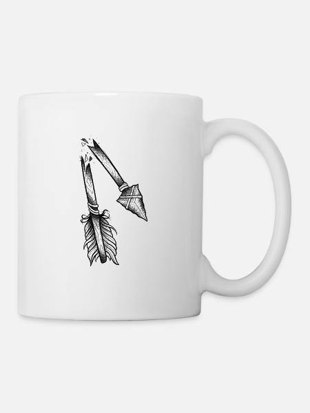 Dotwork gebrochener Pfeil - Tasse - Weiß