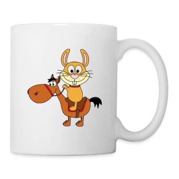 HASE - PFERD - REITEN - TIERE - TIERISCH - Tasse - Weiß - Rechts