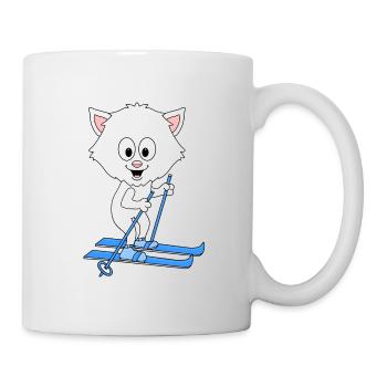 KATZE - SKIER - SKI - SPORT - WINTERSPORT - TIER - Tasse - Weiß - Rechts